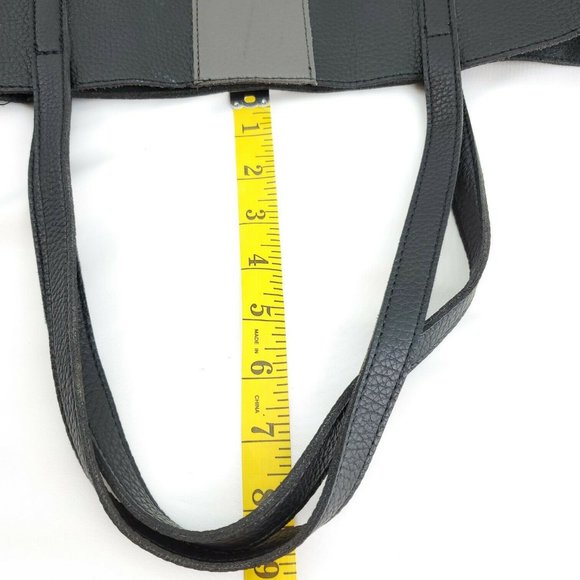 Vince Camuto Womens Black Gray Pebbled Vegan Leather Luck Tote Handbag Purse - Picture 10 of 13